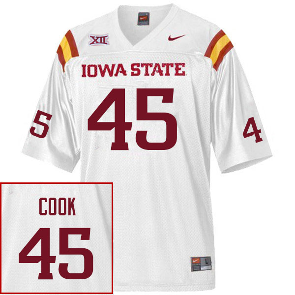 Men #45 Alec Cook Iowa State Cyclones College Football Jerseys Sale-White